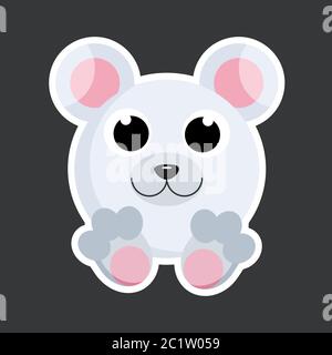 cute polar bear sticker template in flat vector style Stock Vector