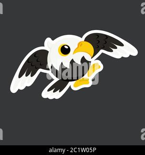cute eagle sticker template in flat vector style Stock Vector