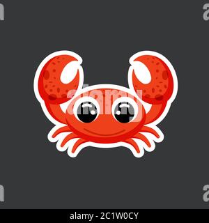 cute crab sticker template in flat vector style Stock Vector