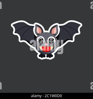 cute bat sticker template in flat vector style Stock Vector