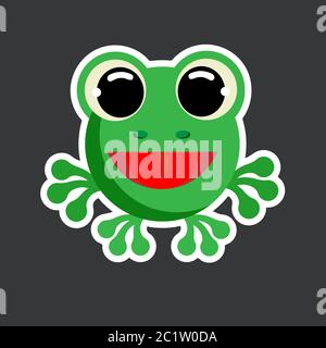 cute frog sticker template in flat vector style Stock Vector