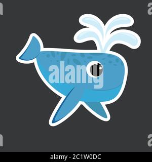 cute whale sticker template in flat vector style Stock Vector