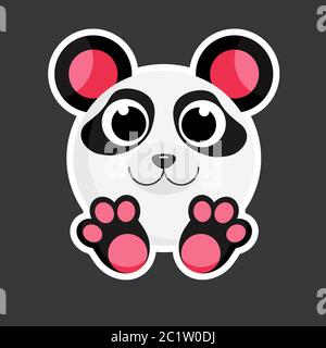cute panda sticker template in flat vector style Stock Vector
