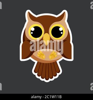 cute owl sticker template in flat vector style Stock Vector