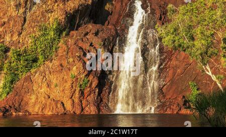 close up of the base of wangi waterfalls in litchfield national park Stock Photo