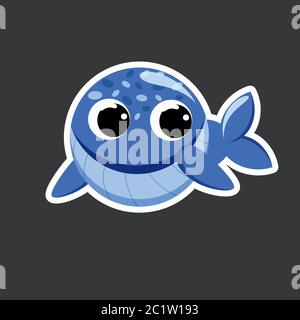 cute whale sticker template in flat vector style Stock Vector