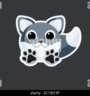 cute wolf sticker template in flat vector style Stock Vector