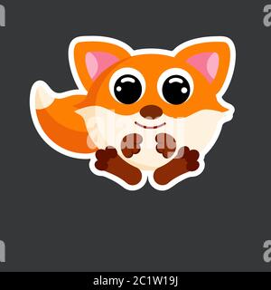 cute fox sticker template in flat vector style Stock Vector