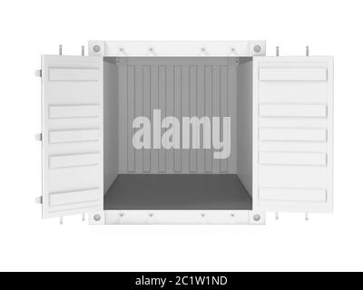 Shipping freight container. White open container. 3d rendering illustration Stock Photo