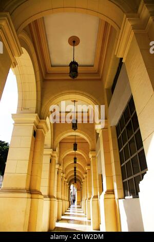 Typical portico under a colonial building in Cuba Stock Photo