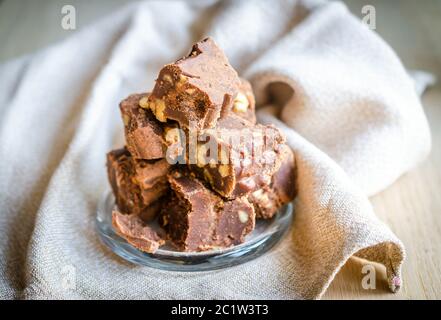 Fudge with walnuts Stock Photo