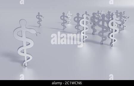 Medicine, supply, aesculapius, care and many snakes Stock Photo