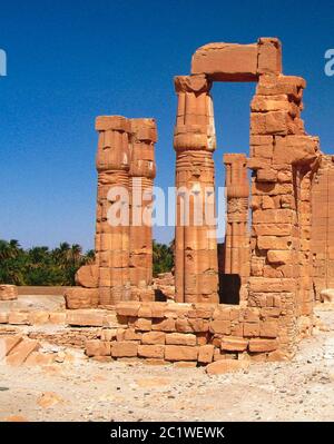 Ruines of Amun temple in Soleb at Sudan Stock Photo