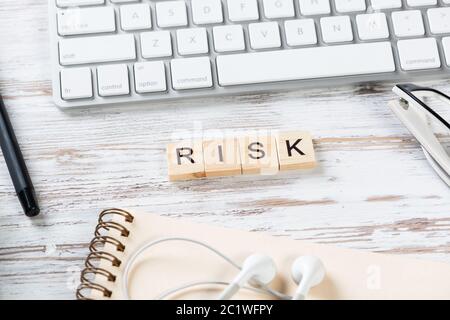 Risk management concept with letters on cubes Stock Photo