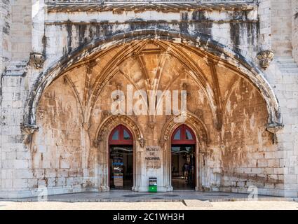 Entrance to the Navy Museum ('Museu de Marinha') maritime museum in the western wing of the Jerónimos Monastery, Belém, Lisbon, Portugal. Stock Photo