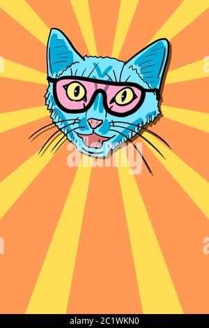 Space cat in sunglasses - cool cat meme with copy space. Stock Vector