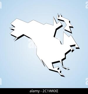 North America map outline - continent shape sharp polygonal geometric style vector. Stock Vector
