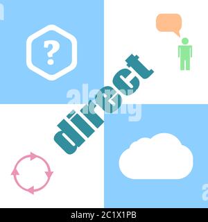 business concept. word direct . Can be used for workflow layout, diagram, business step options, banner Stock Photo