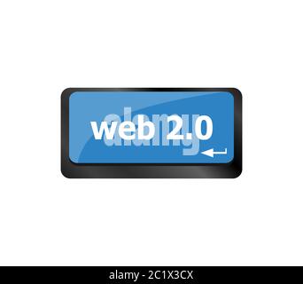 web 2 0 rss or blog concept with internet computer key on keyboard Stock Photo