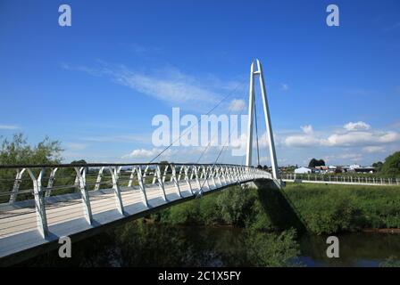 Diglis footbridge over the river Severn at Worcester, England, UK. Stock Photo