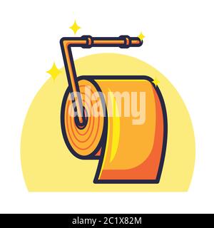 Gold toilet paper vector illustration. Health icon concept isolated. Flat cartoon style Stock Vector