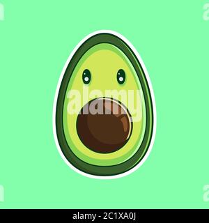 Cute Avocado Vector Illustration. Flat Cartoon Style Stock Vector