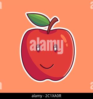 Cute Apple Vector Illustration. Flat Cartoon Style Stock Vector