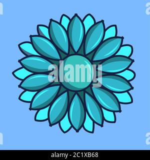 Flower mandala vector illustration. blue flower Stock Vector