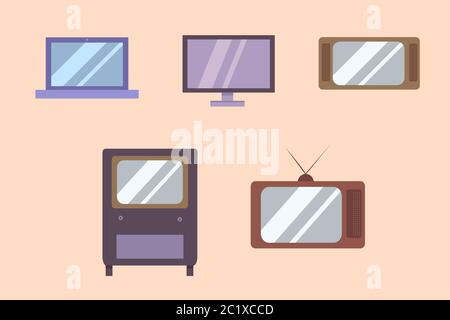Laptop and television set. Vector illustration. Flat design Stock Vector