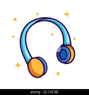 Headphone vector illustration. Flat cartoon style Stock Vector