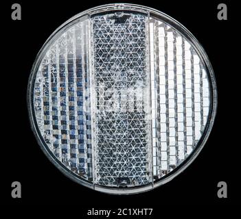 White front bicycle reflector isolated close up view Stock Photo
