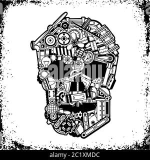 skull of mechanical parts Stock Vector