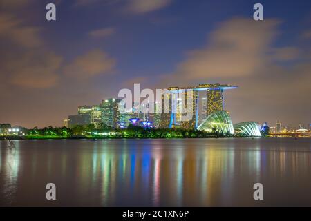 Singapore city skyline view from Marina Barrage in Singapore Stock Photo