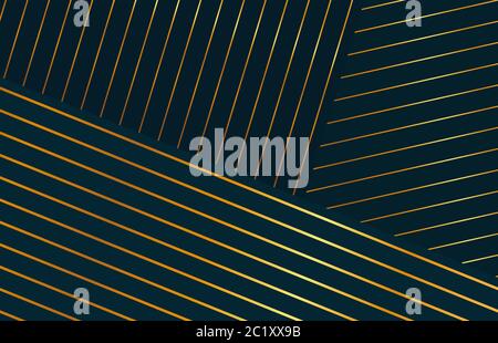 Abstract horizontal striped golden background. Ultra thin gold lines on black backdrop. for cover design, poster or banner with space for text. Vector Stock Vector
