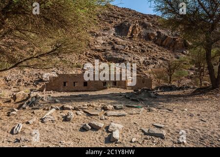 An abandoned village in Wadi Massal, Riyadh Province, Saudi Arabia Stock Photo