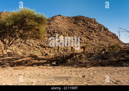 An abandoned village in Wadi Massal, Riyadh Province, Saudi Arabia Stock Photo