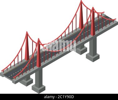 Support bridge icon. Isometric of support bridge vector icon for web design isolated on white background Stock Vector