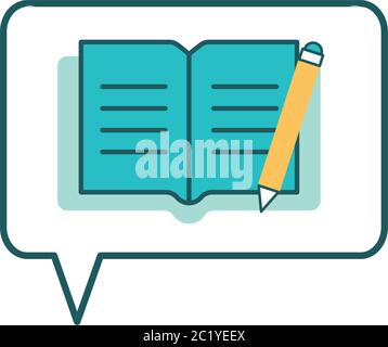 Ebook inside bubble line and fill style icon design, Education online and elearning theme Vector illustration Stock Vector