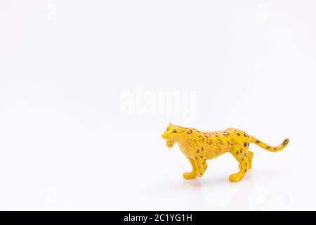 close up of a plastic panther toy isolated on a white background Stock Photo