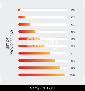 Set of modern futuristic progress loading bar and buffering. Graphic design element can be used for graphical user interface, infographic, vector illu Stock Vector