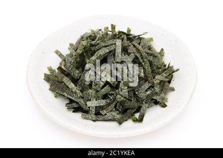 Japanese food, Nori dried seaweed on white background Stock Photo