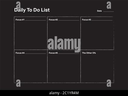 Daily To Do List with Focus and Tasks Stock Vector