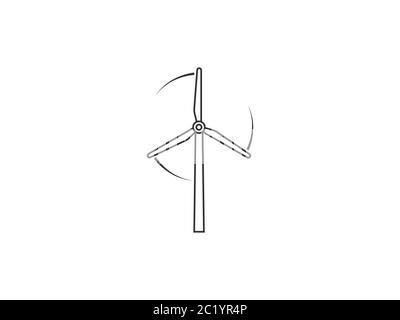 Wind energy, wind turbine icon. Vector illustration, flat design. Stock Vector