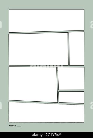Manga Storyboard Layout Comic Book Template Green Stock Vector