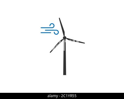 Wind energy, wind turbine icon. Vector illustration, flat design. Stock Vector
