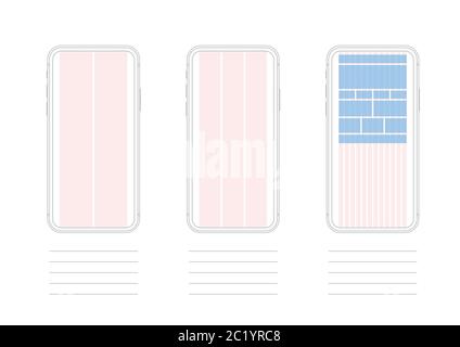Column Grid Mobile Phone Screen Display Template Stock Vector