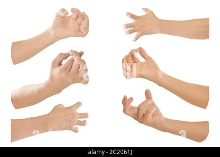 Collection of hand with finger bent isolated on white background. Object with clipping path. Stock Photo