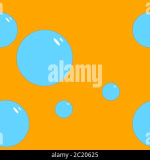 Blue Bubbles floating on Orange background SEAMLESS illustration Stock Vector