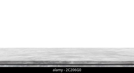 Empty marble table or shelf isolated on white background. For design or product display montage. Stock Photo