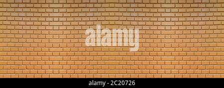 Dark brown old bricks wall panorama. Abstract brick texture for design or wallpaper. Stock Photo